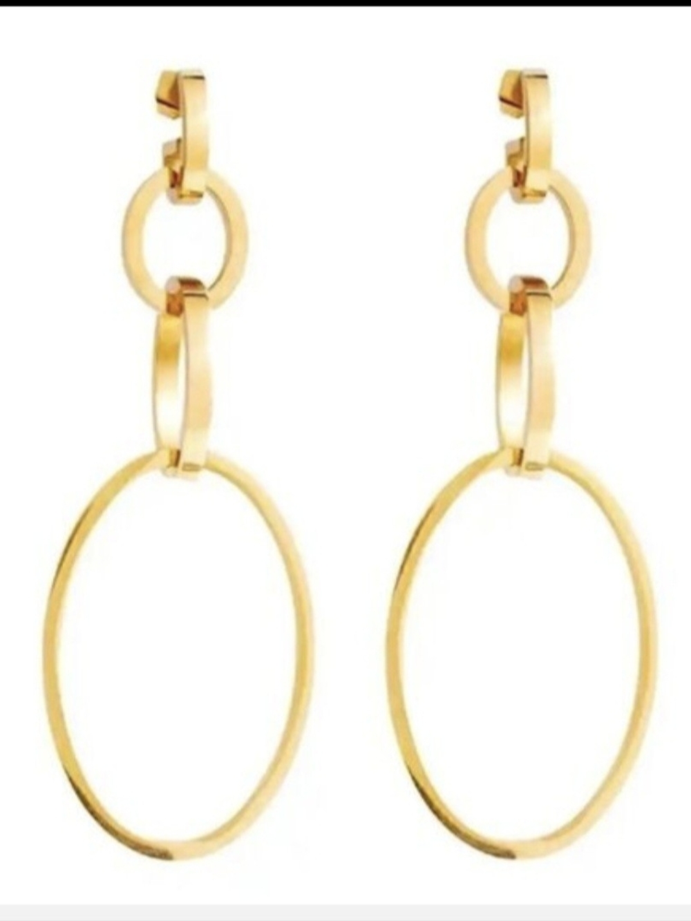 Vita Fede .. Gold Linked Oval Drop Earrings - Women Jewelry